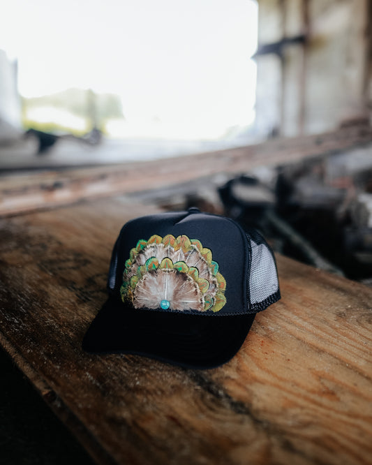 Black Feather Trucker Hat